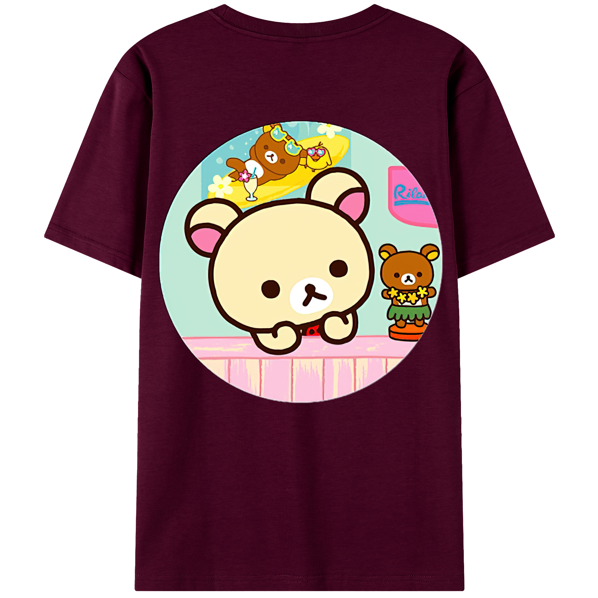 （画像用） リラックマ リラックマ キイロイトリ Rilakkuma Korilakkuma Kiiroitori レディース半袖Tシャツ(バックプリント)